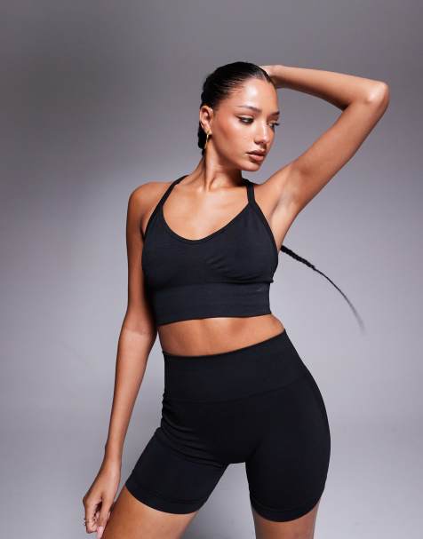 Bo+Tee Define Luxe sports bra in black - part of a set - view 1
