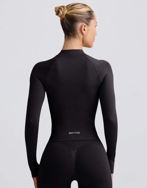 Bo+Tee define luxe zip up jacket co-ord in black, 2 of 4