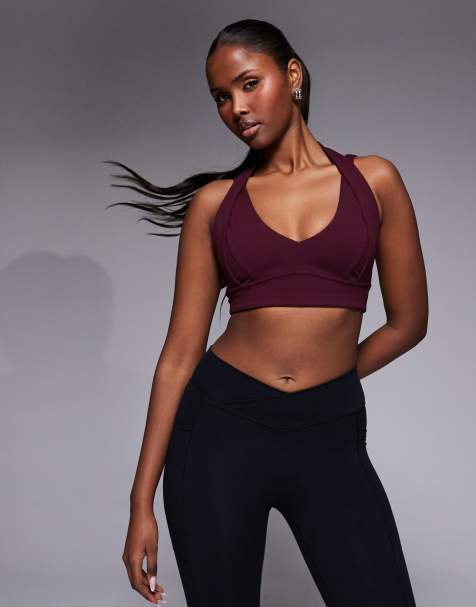 Bo+Tee double layer bra co-ord in burgundy - view 1