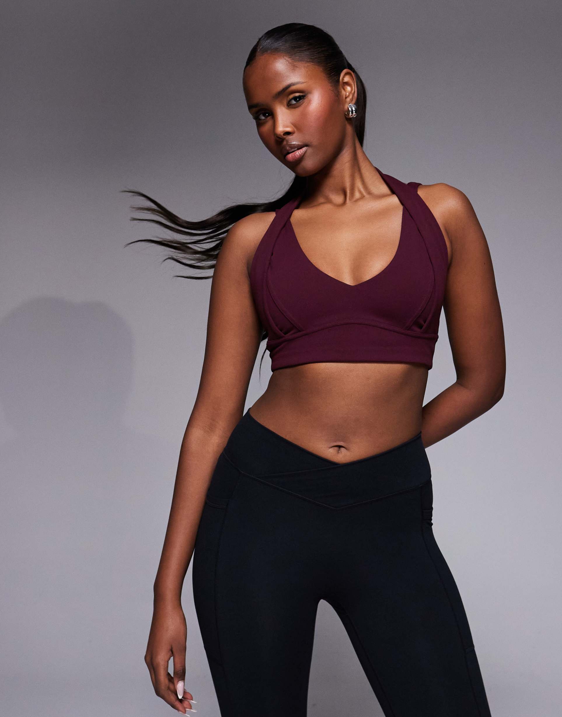 bo+tee double layer bra in burgundy - part of a set