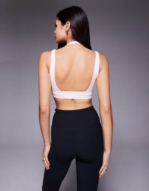 Bo+Tee double layer sports bra co-ord in ballet pink, 3 of 4