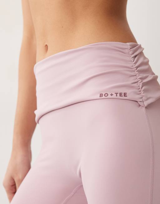 Bo+Tee foldover mid rise stirrup leggings in light pink - part of a set, 5 of 5