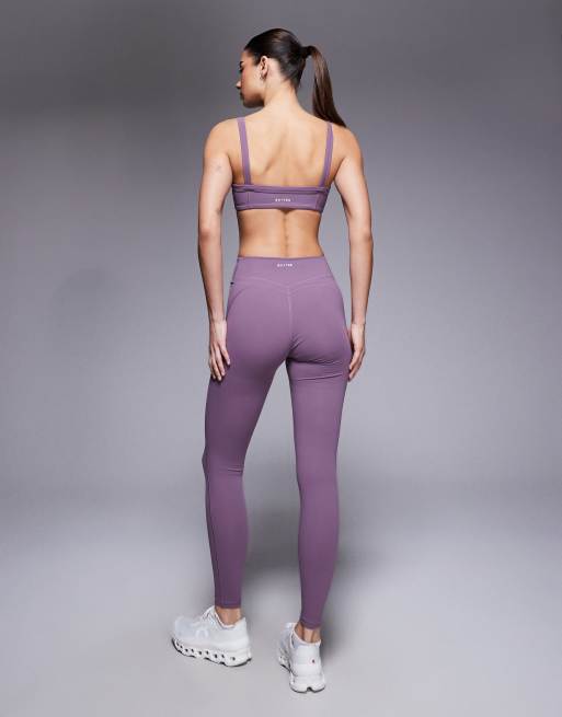 Bo+Tee gathered waist leggings in dusky purple (Part of a set), 4 of 5