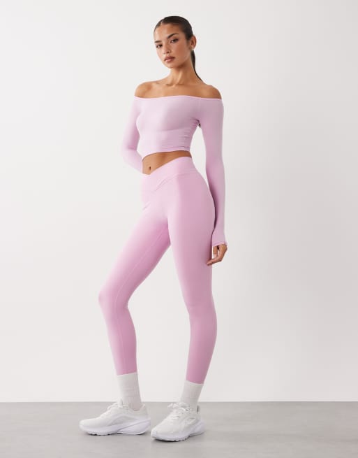 Bo+Tee off shoulder long sleeve sheer top in pink , 2 of 4