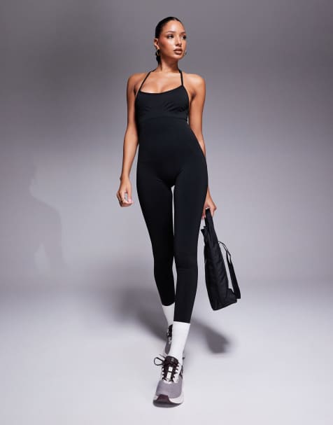 Bo+Tee open back strappy unitard in black - view 1