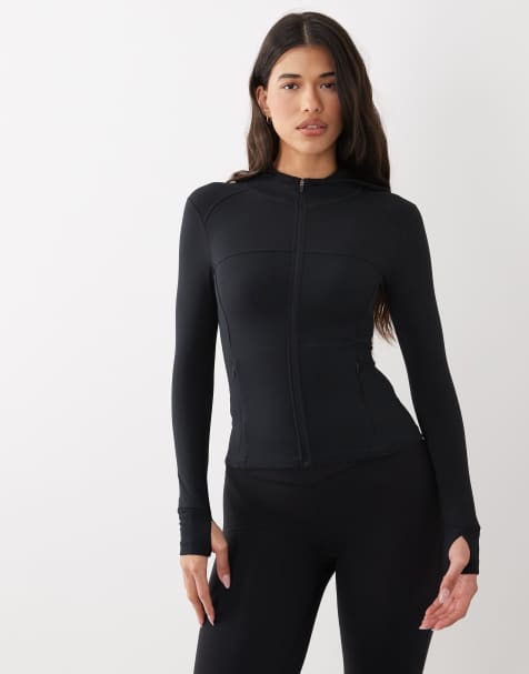 Bo+Tee quarter zip long sleeve track jacket in black