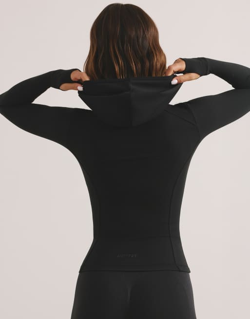 Bo+Tee quarter zip long sleeve track jacket in black, 3 of 4