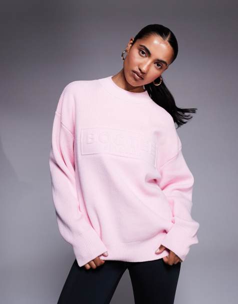Bo+Tee ribbed knit oversized jumper in pink
