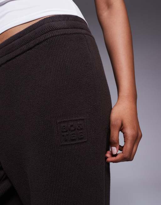 Bo+Tee ribbed knit wide leg joggers in pecan, 2 of 5