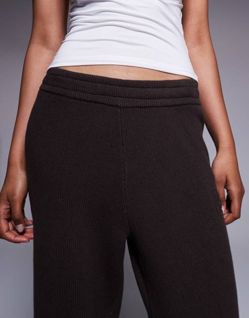 Bo+Tee ribbed knit wide leg joggers in pecan, 4 of 5