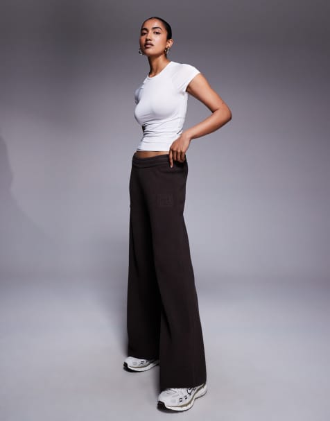 Bo+Tee ribbed knit wide leg trackies in pecan - view 1