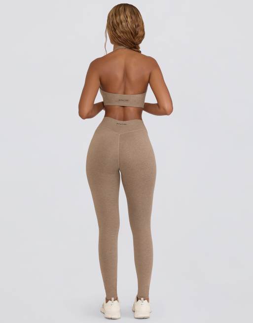 Bo+Tee ruched mid rise leggings in mocha marl, 2 of 4
