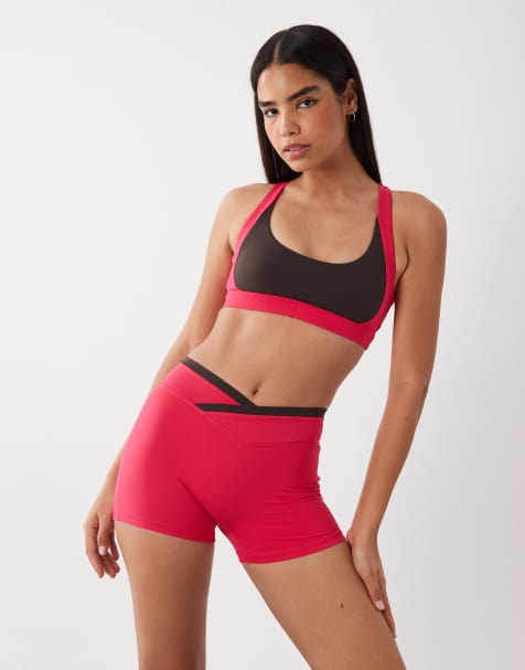 Bo+Tee soft active high impact contrast detail sports bra co-ord in hot pink - view 1