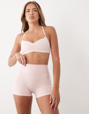 Bo+tee Soft Active High Rise Mini Shorts In Pink