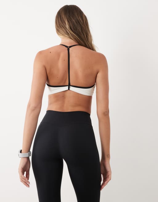 Bo+Tee soft active light support sweetheart contrast trim sports bra in white, 2 of 4