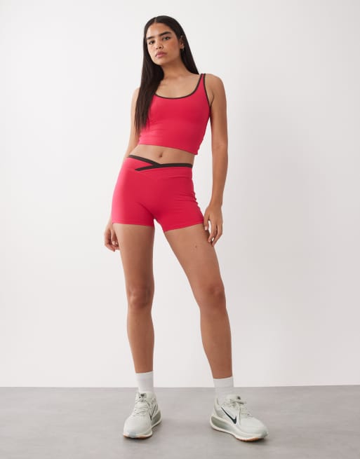 Bo+Tee soft active scoop neck contrast trim tank top in hot pink, 2 of 4