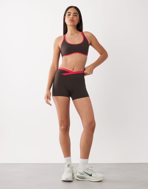Bo+Tee sports bra and short co-ord in chocolate - view 1