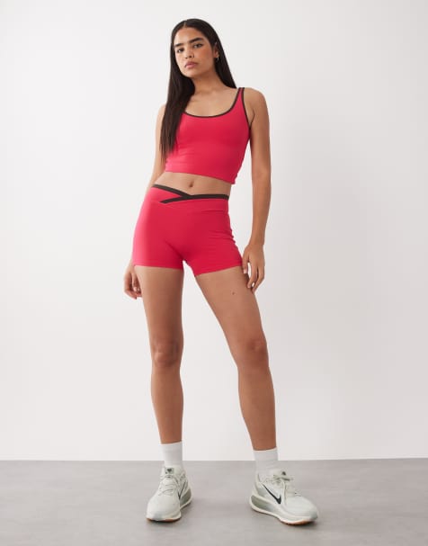 Bo+Tee sports bra and shorts co-ord in pink - view 1
