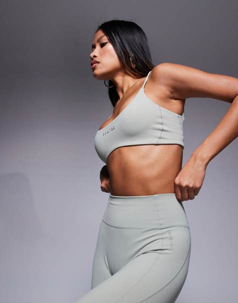 Bo+Tee sports bra co-ord in mineral soft olive