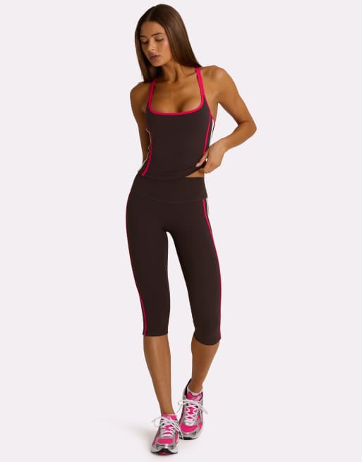 Bo+Tee strappy cross back tank top in chocolate - part of a set, 3 of 4