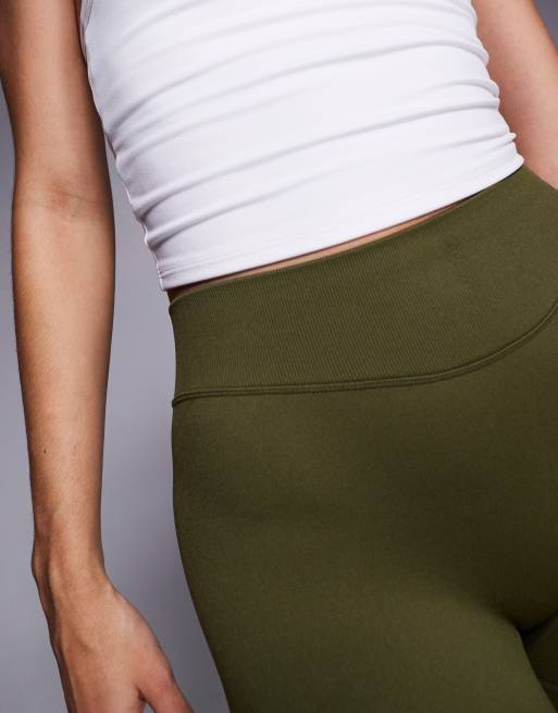 Bo+Tee Super Sculpt high rise legging shorts in dark olive, 3 of 5