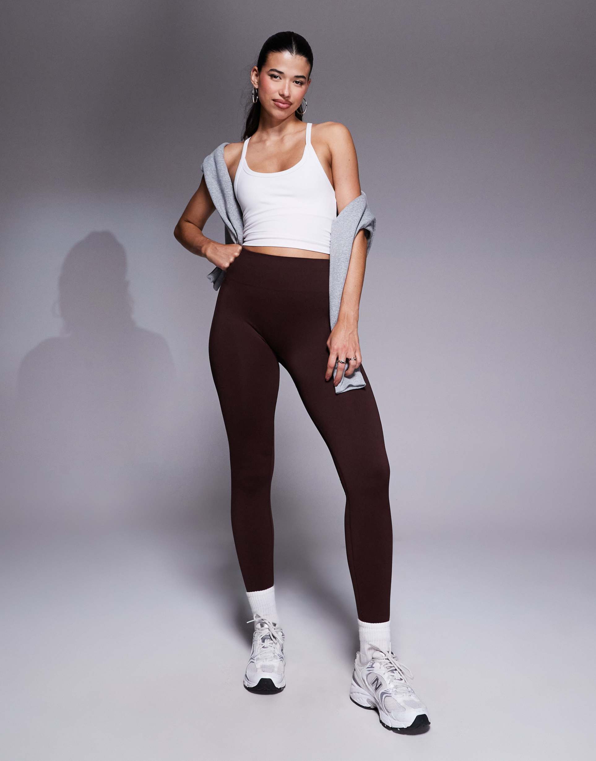 bo+tee super sculpt high rise leggings in chocolate