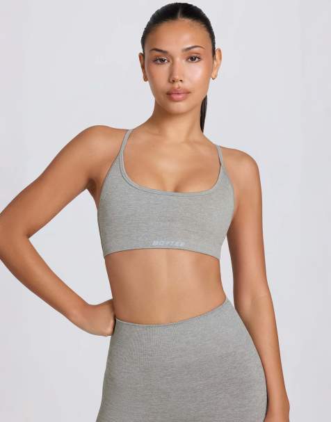 Bo+Tee super sculpt seamless backless sports bra co-ord in grey marl - view 1