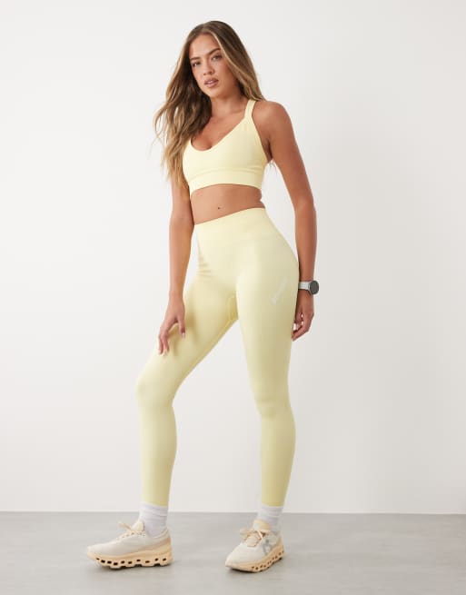 Bo+Tee sports bra and leggings set in yellow, 3 of 3