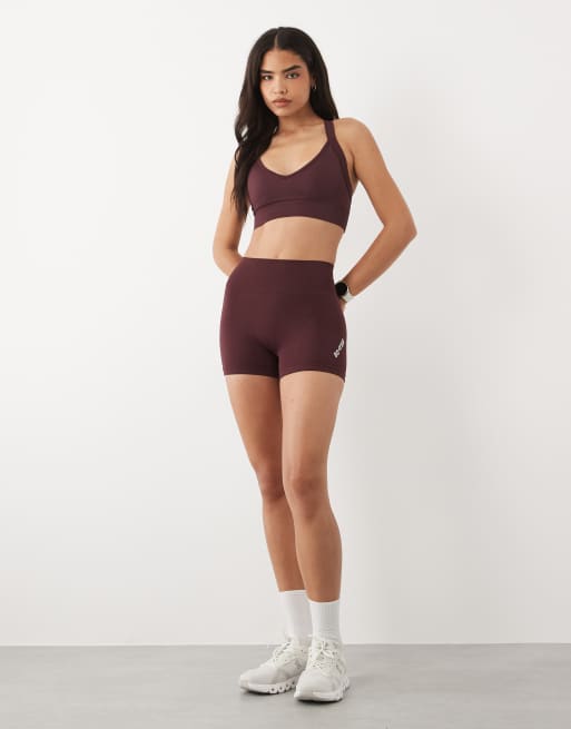 Bo+Tee super sculpt seamless mini shorts in burgundy - part of a set, 4 of 5