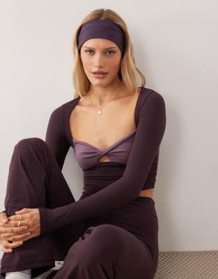 Bo+tee Twist Front Long Sleeve Top In Purple