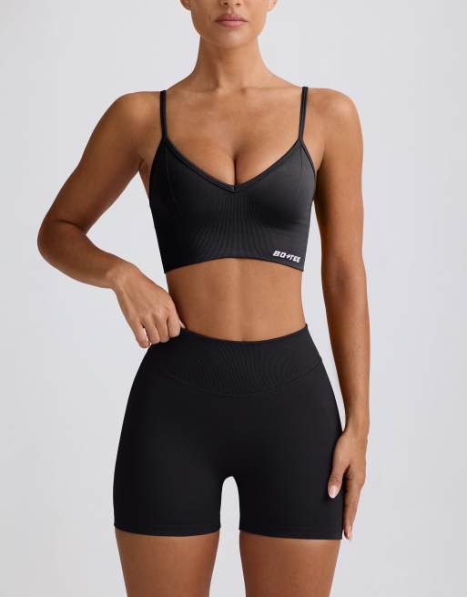 Bo+Tee v-neck define seamless cami sports bra co-ord in black, 3 of 4