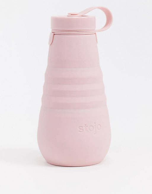 Botella de agua de 550 ml en rosa claro con diseño plegable de Stojo