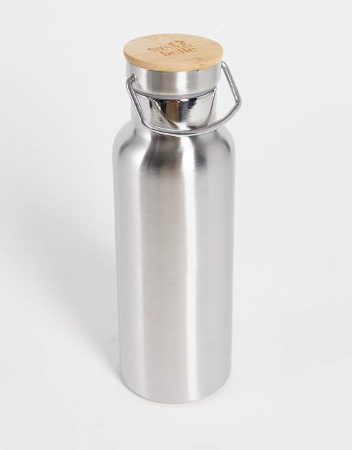 Botella de agua de acero inoxidable con tapón de bambú de Sass & Belle