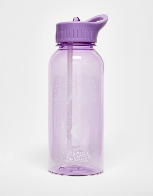 Botella de agua morada con estampado místico de TYPO