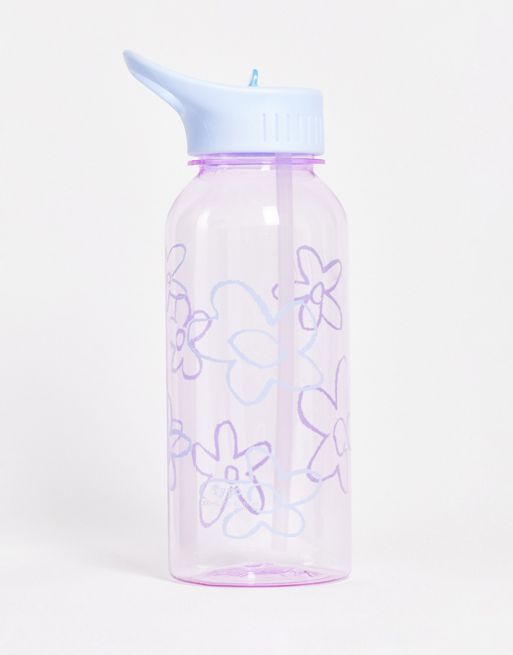  Botella de agua deportiva de 1 litro con diseño floral