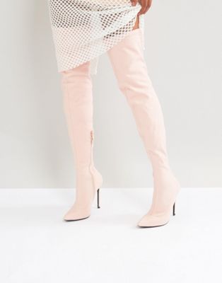 фото Ботфорты на каблуке-шпильке truffle collection-розовый цвет