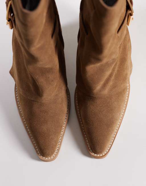 Botines beis de estilo wéstern con hebillas de ante New-kole de Bronx, 4 de 4