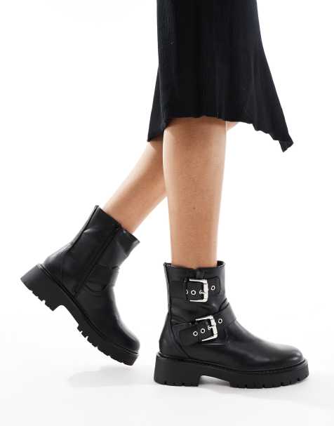Botines biker negros con hebilla Keely de London Rebel - view 1