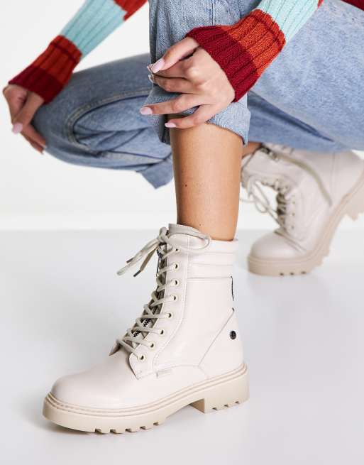 Botines, Botas Con Cordones Blanco