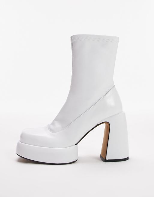 Acostumbrar Carrera Deducir Botines blancos con plataforma de cuero premium Hannah de Topshop | ASOS