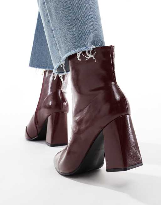 Botin Tacon Botines Mujer Granate Botas Granate Piel Mujer Con