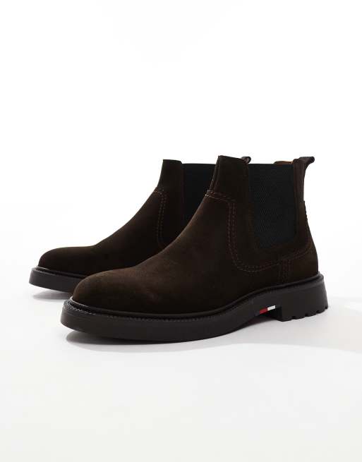 Botines Chelsea marrón oscuro de ante de Tommy Hilfiger, 2 de 4