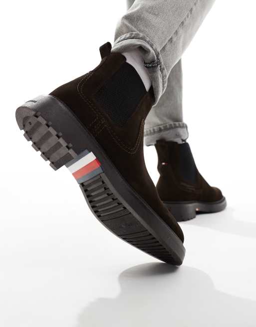 Botines Chelsea marrón oscuro de ante de Tommy Hilfiger ASOS