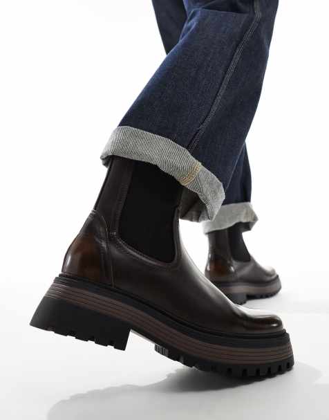Botines Chelsea marrones con suela gruesa de ASOS DESIGN - view 1