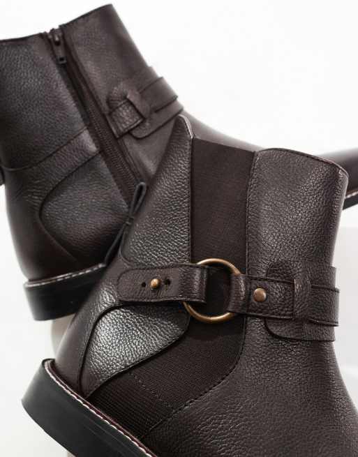 Botines Chelsea marrones de cuero con correa y hebilla de ASOS DESIGN, 3 de 4
