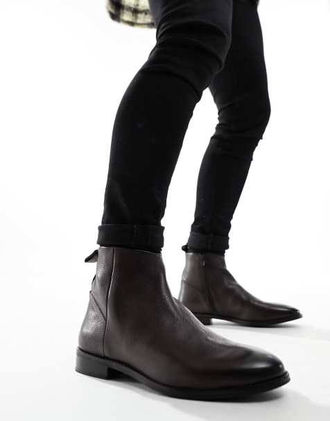 Botines Chelsea marrones de cuero de ASOS DESIGN - view 1
