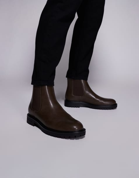 Botines Chelsea marrones de cuero desgastado de ASOS DESIGN - view 1