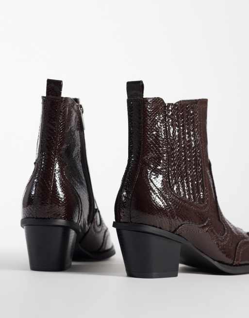 Botines Chelsea marrones de estilo wéstern con tacones cubanos de ASOS DESIGN, 4 de 4