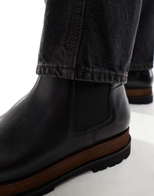 Botines Chelsea negras con suela apilada doble de ASOS DESIGN, 3 de 4