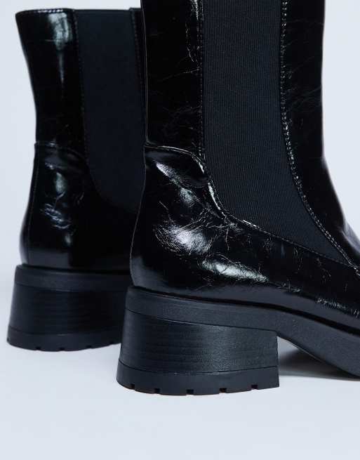 Botines Chelsea negros con puntera cuadrada Narla de Topshop